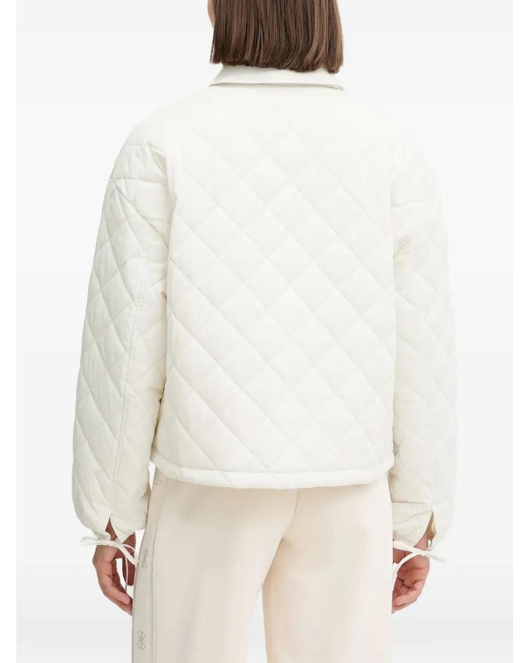 Guess White Quilted Collared Jacket