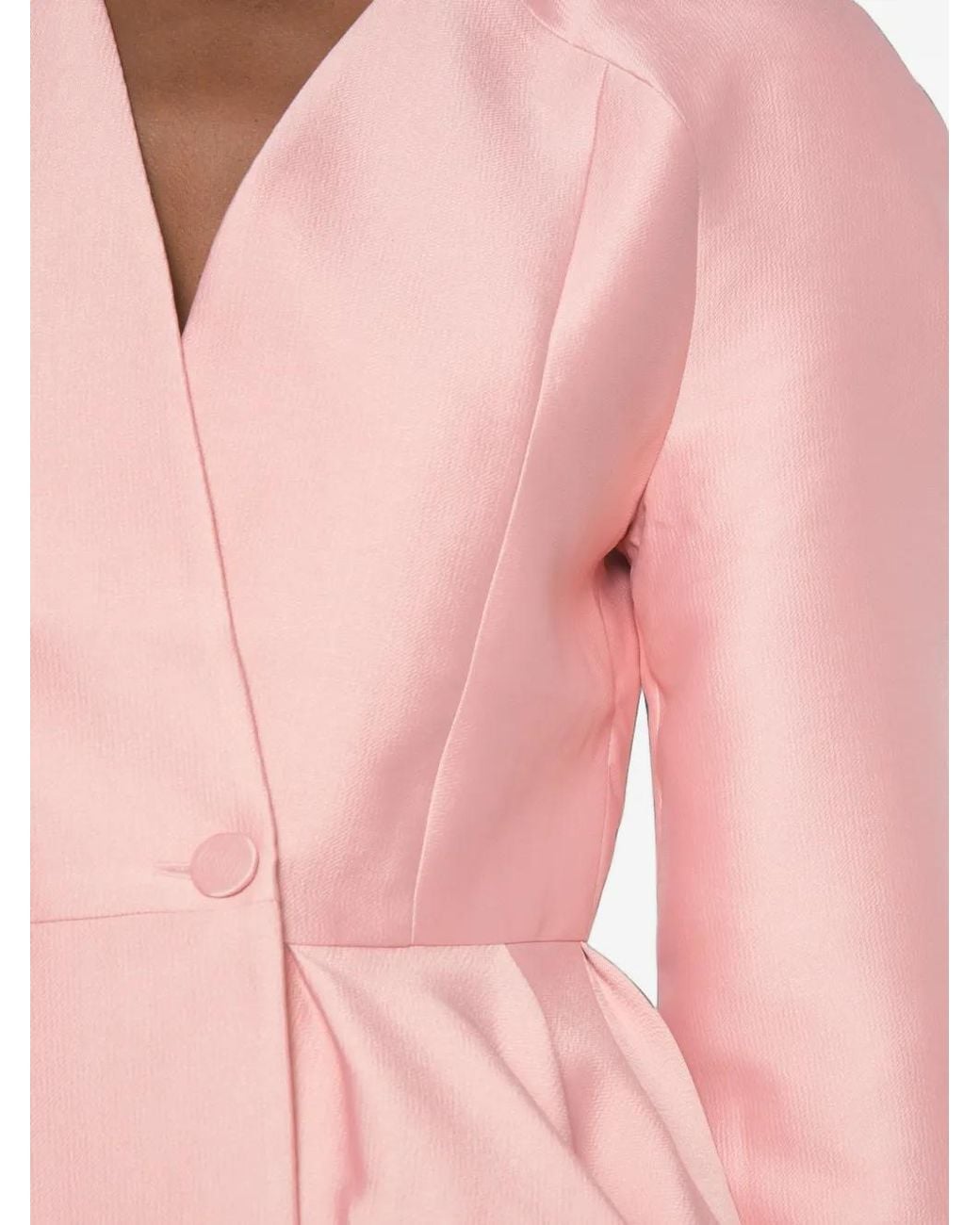 Stine Goya Pink Peplum-Hem V-Neck Jacket