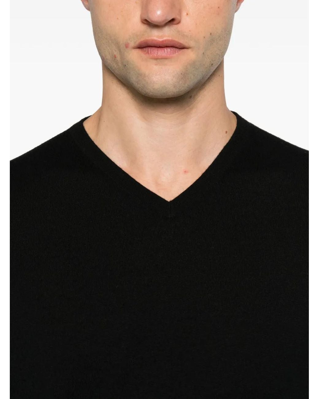 The Row Black V-Neck Cashmere Sweater for men
