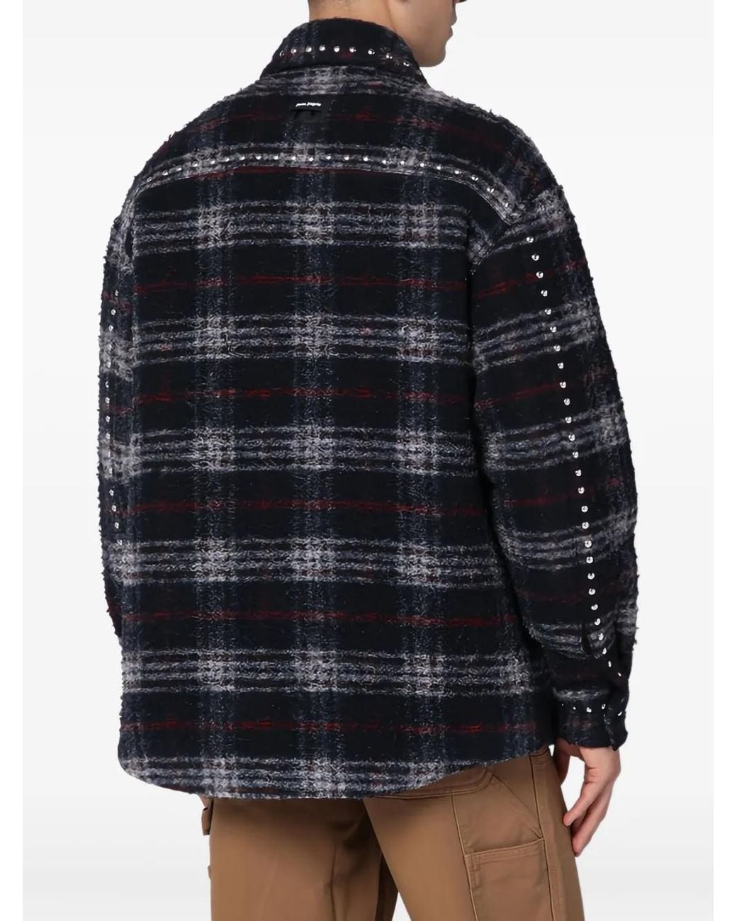 Palm Angels Blue Checked Shirt Jacket for men