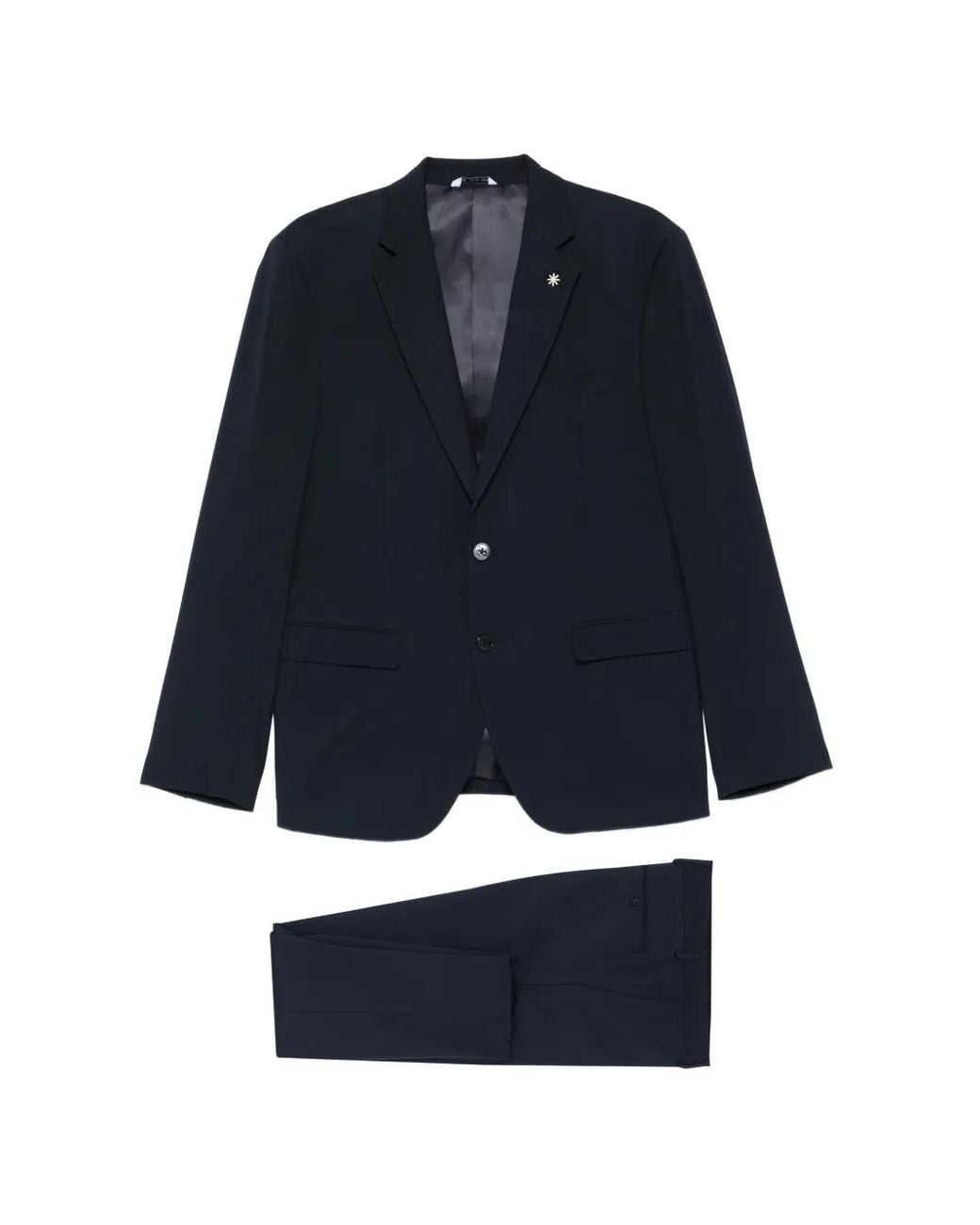 Manuel Ritz Blue Long-Sleeve Pocket Suit for men