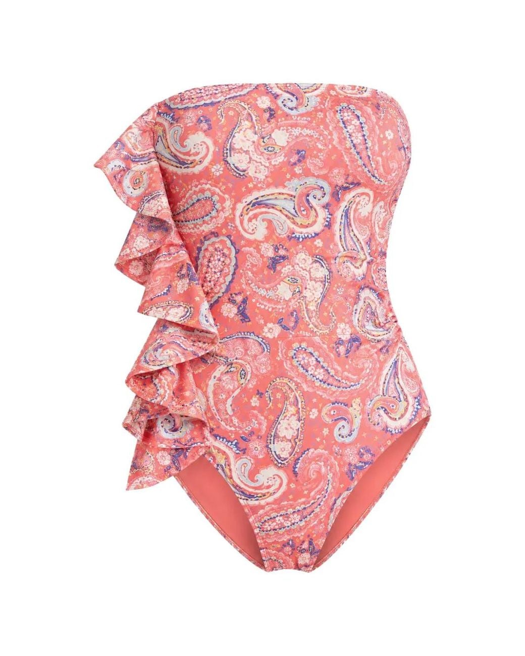 Benetton Pink Paisley-Print Ruffled Swimsuit
