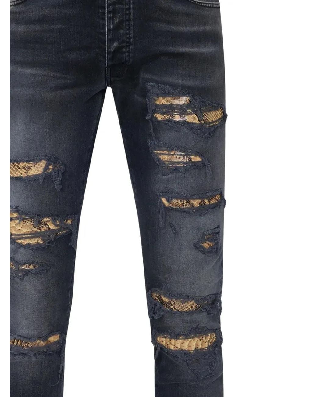 Amiri Blue Snake Thrasher Skinny Jeans for men