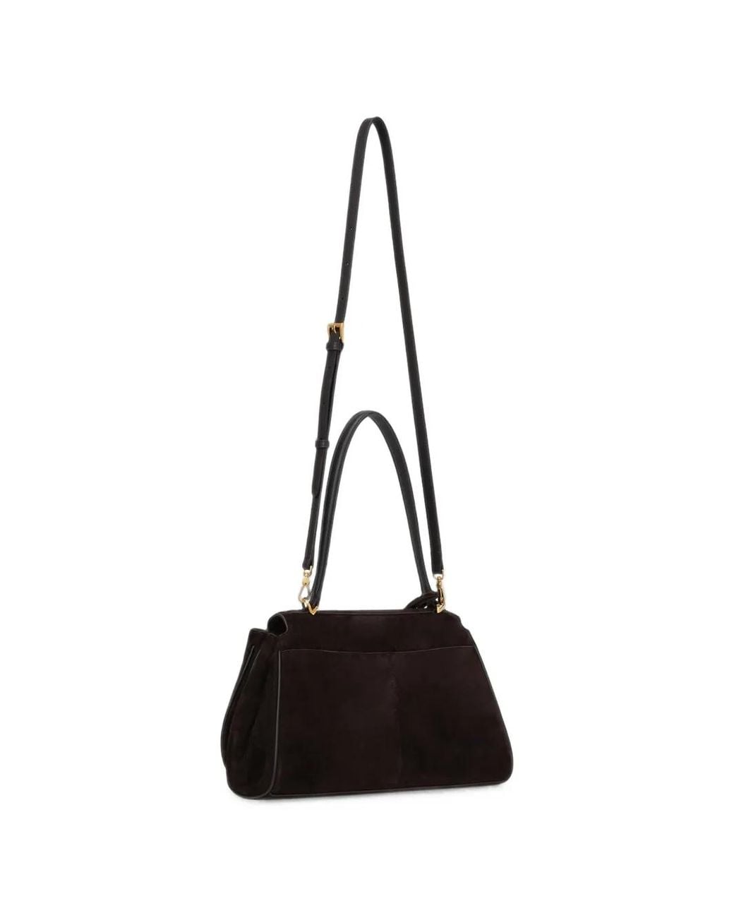 POTAMY Black Twist-Lock Suede Shoulder Bag