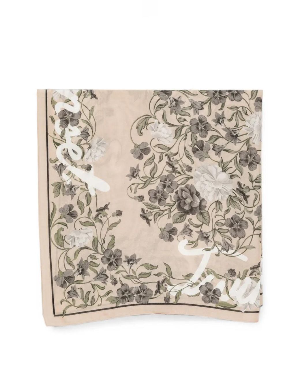 Twinset Natural Floral-Print Scarf
