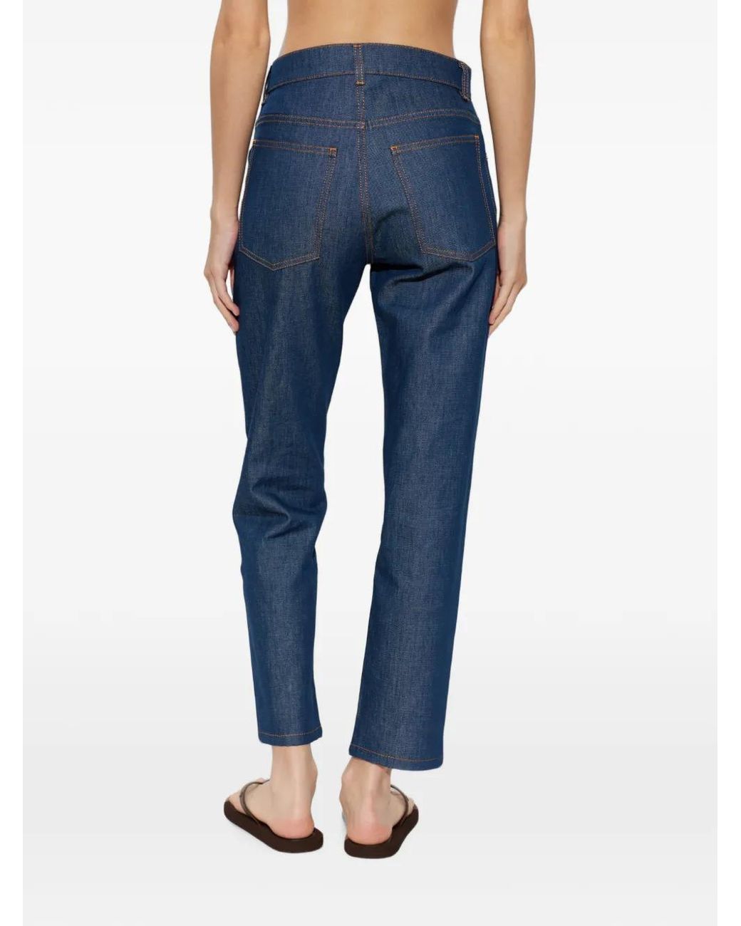 Moschino Blue Logo-Patch Tapered Jeans