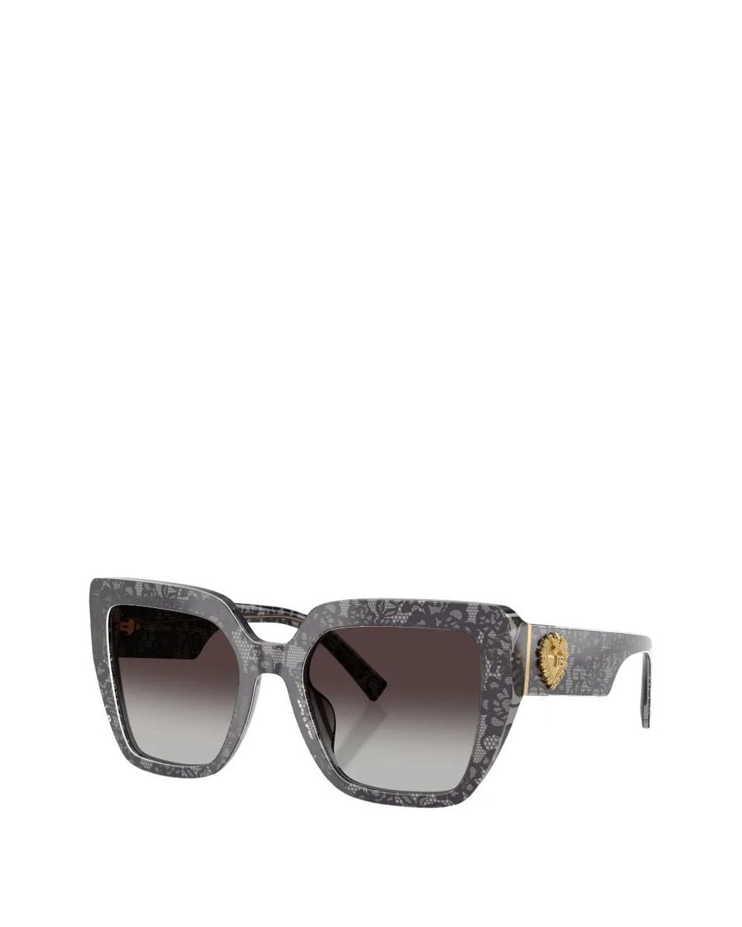Dolce & Gabbana Gray Devotion Lace-Print Sunglasses