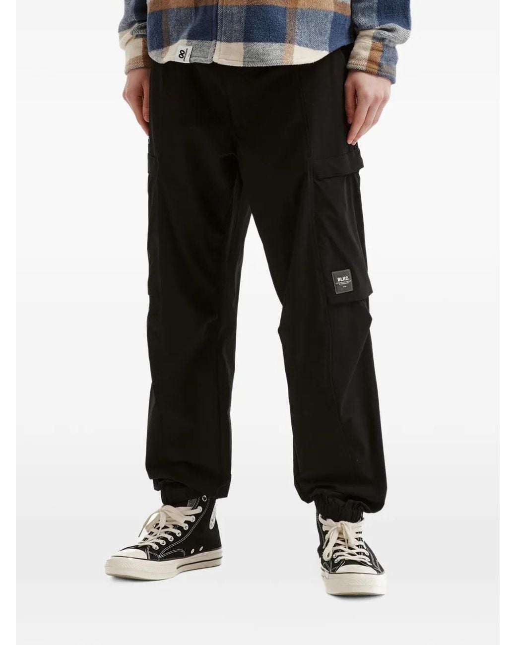 Chocoolate Black Logo-Patch Cargo Pants for men