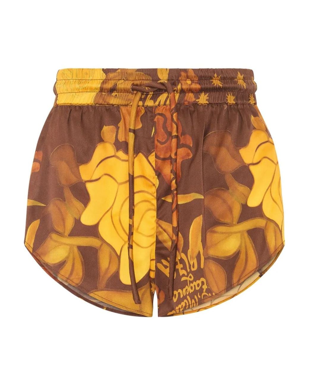 Donde Esteban Orange Veranera Drawstring Floral-Print Shorts