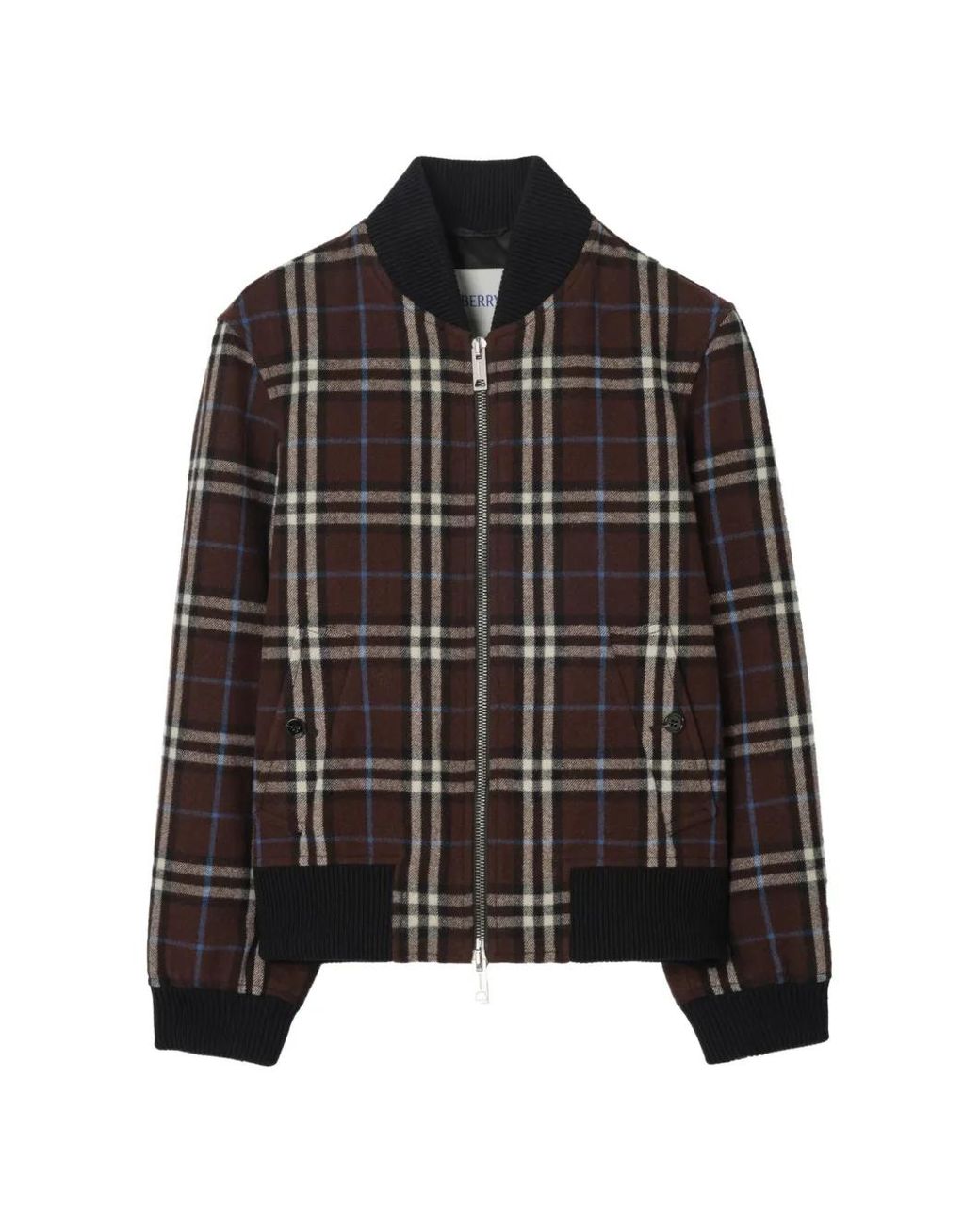 Burberry Black Check Wool Bomber Jacket for men