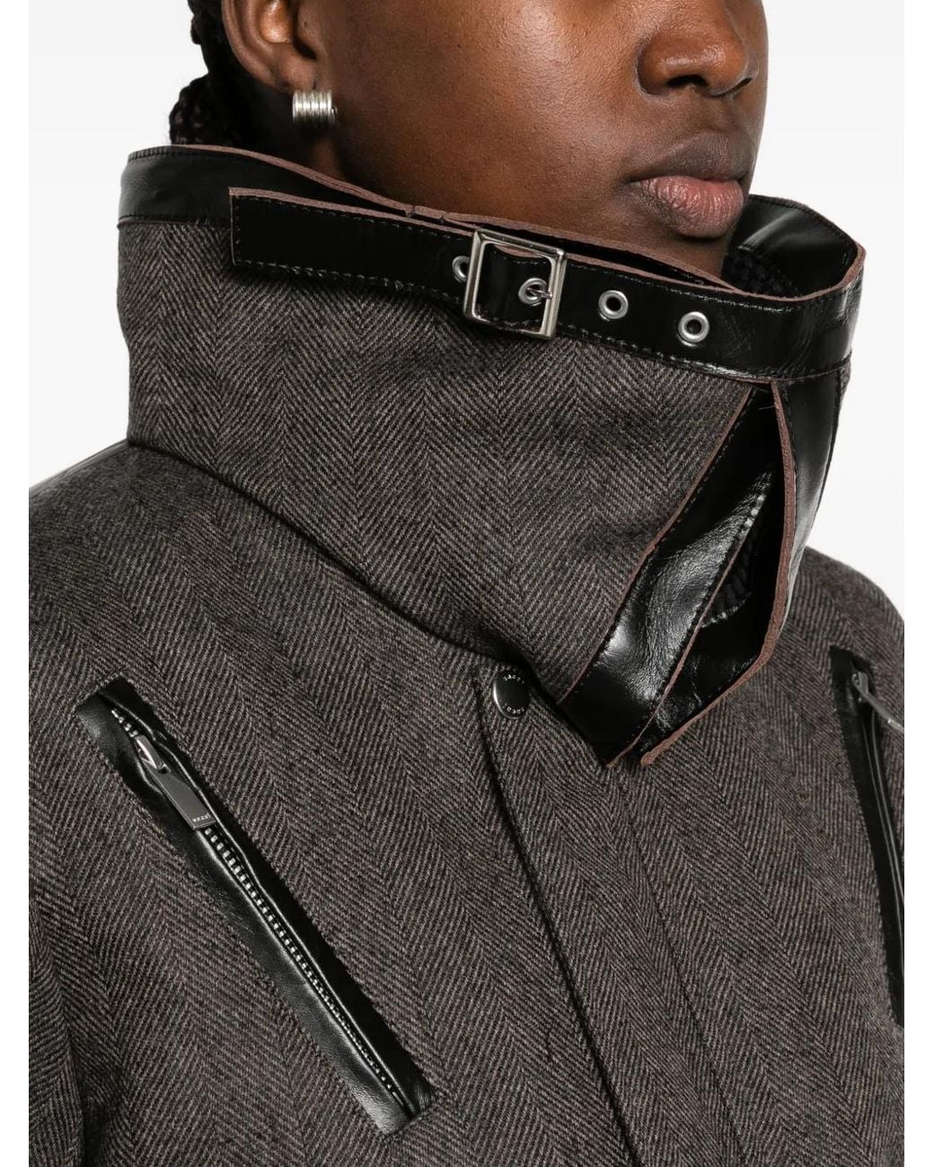 Sacai Black Veste À Motif De Chevrons