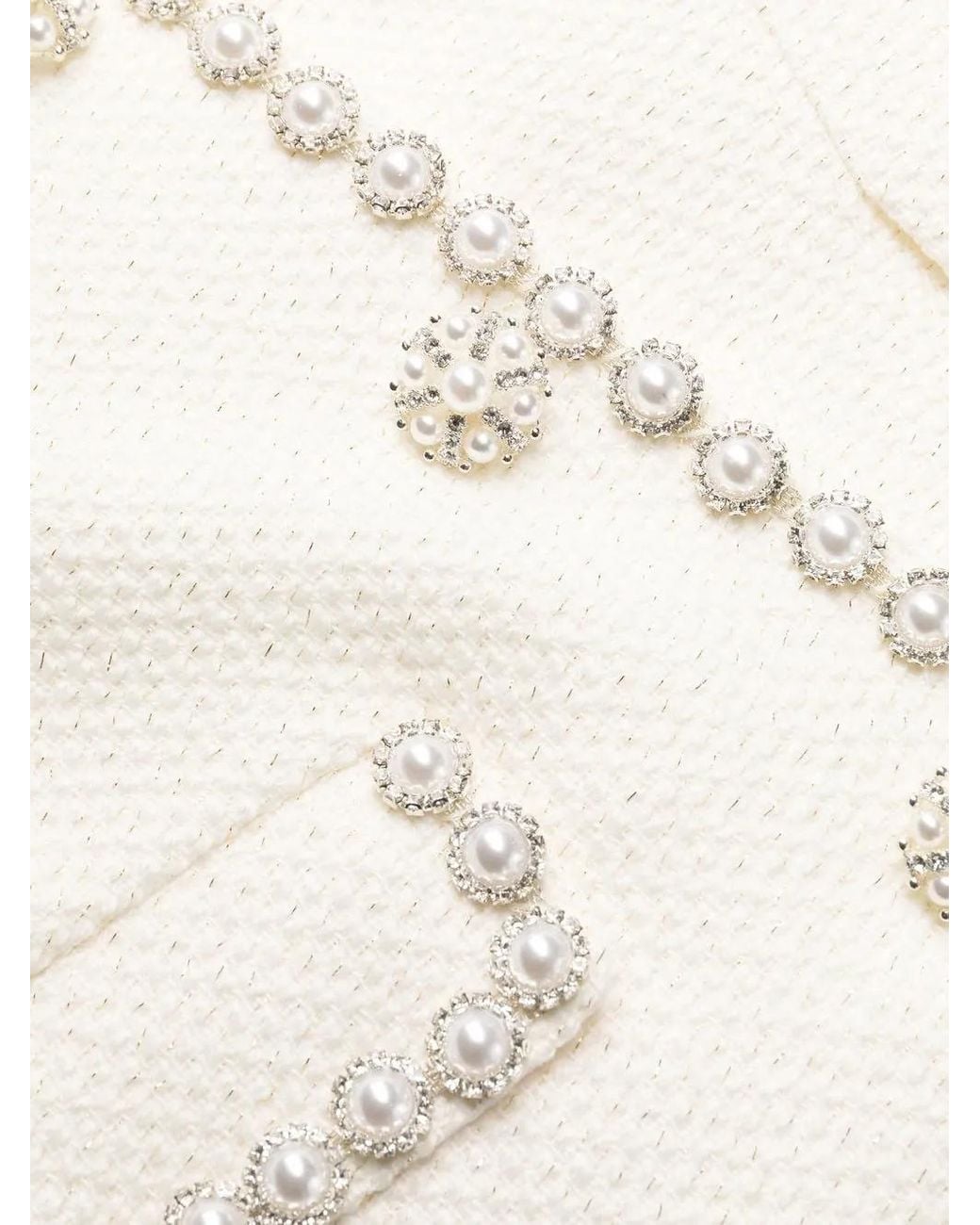 Self-Portrait White Crystal-Embellished Blazer Dress
