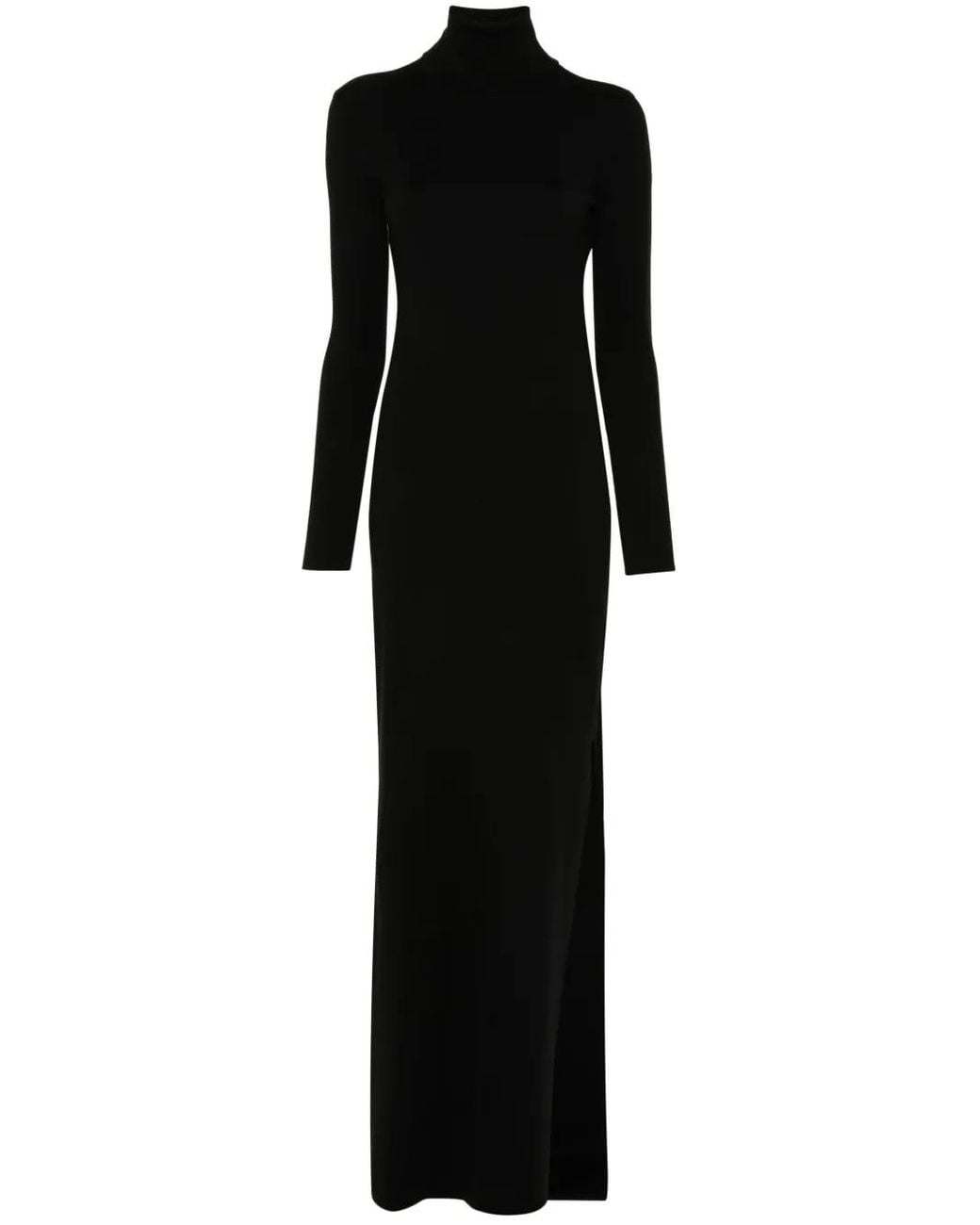 Saint Laurent Black Raffia Roll Neck Dress.