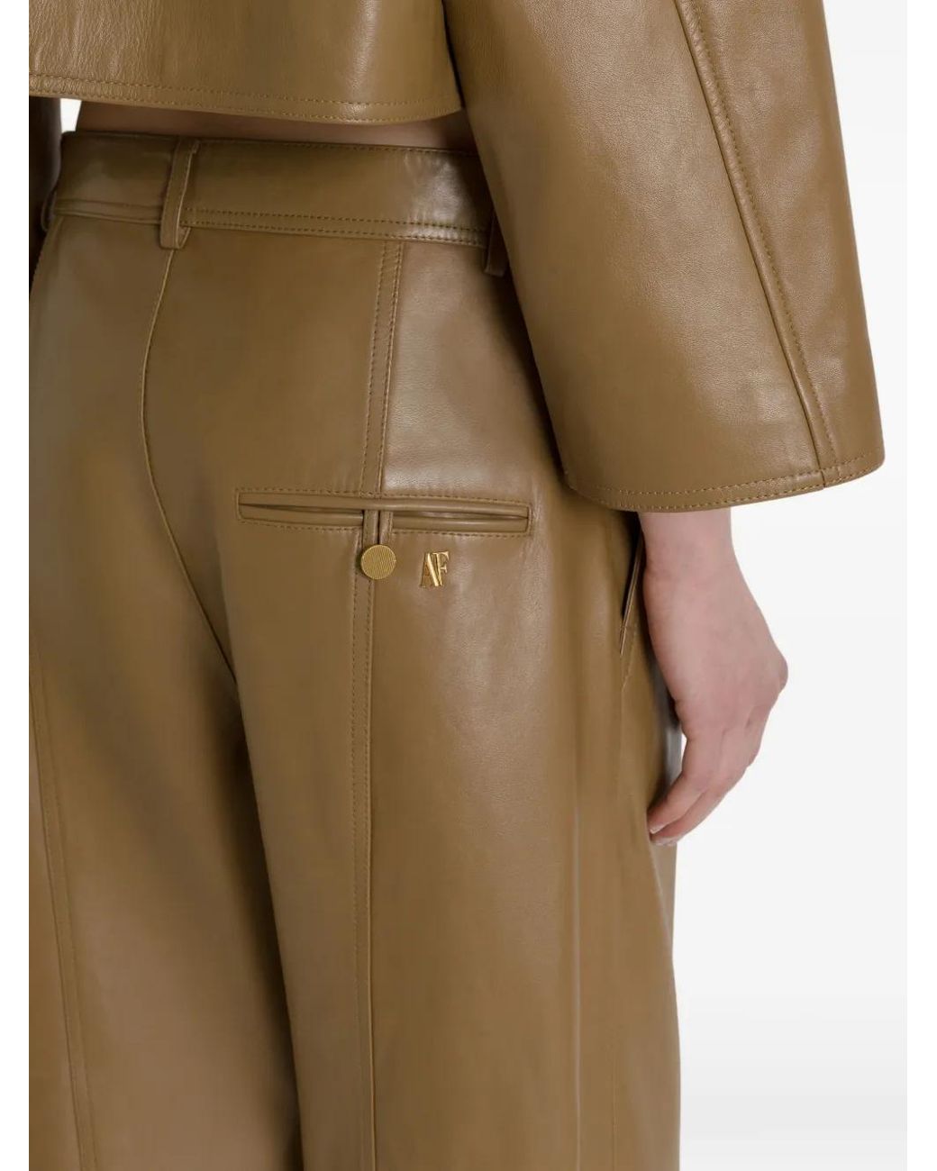 Alberta Ferretti Leren Broek in het Natural