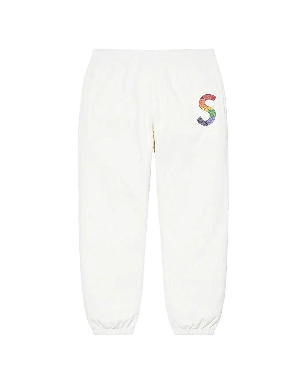 Supreme White Swarovski S Logo Track Pants