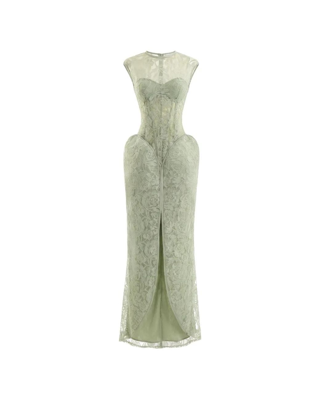 Gemy Maalouf Green Sculpted Maxi Dress