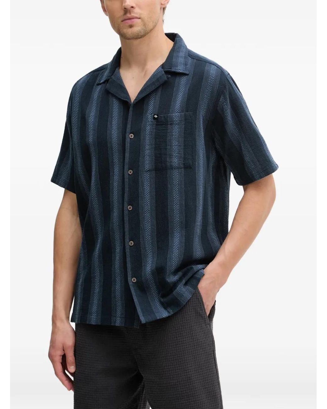 Rip Curl Gestreept Overhemd in het Blue voor heren
