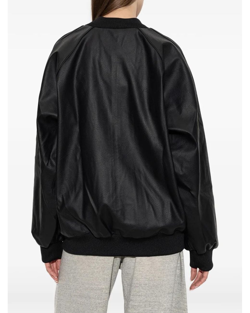 Adidas Black Pleather Sst Oversized Track Top