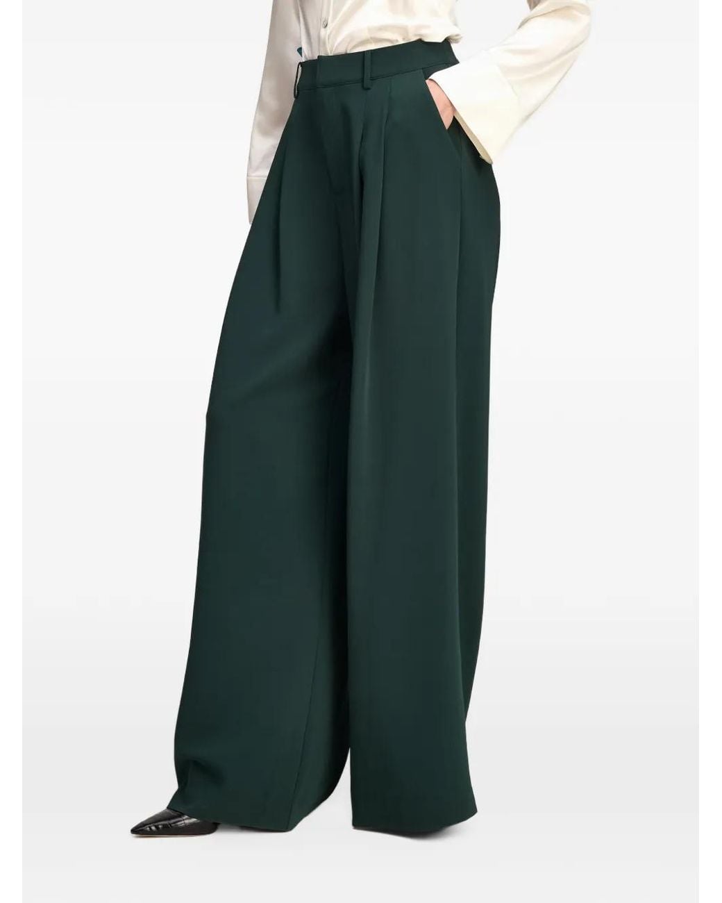 Cinq À Sept Green Marne Pleated Tailored Trousers