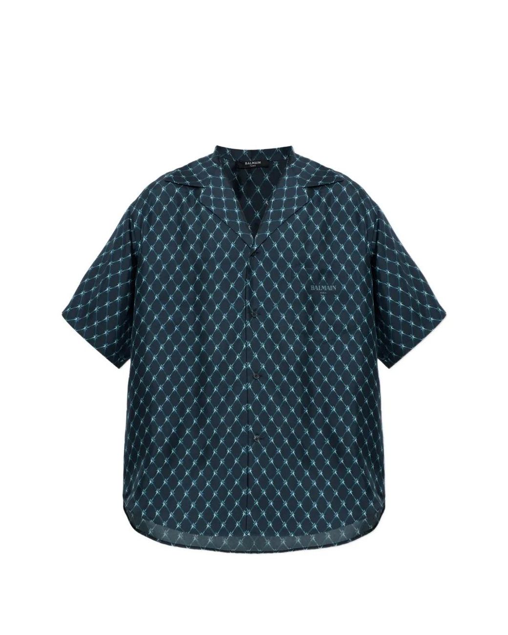 Balmain Blue Silk Shirt for men