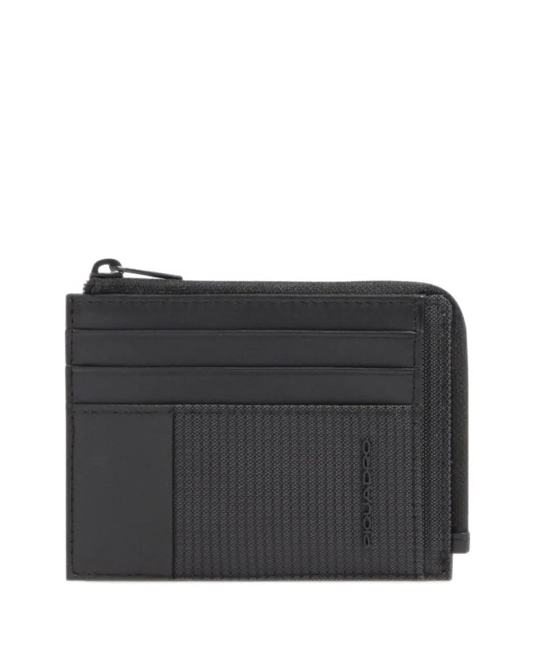Piquadro Black Logo-Print Cardholder for men