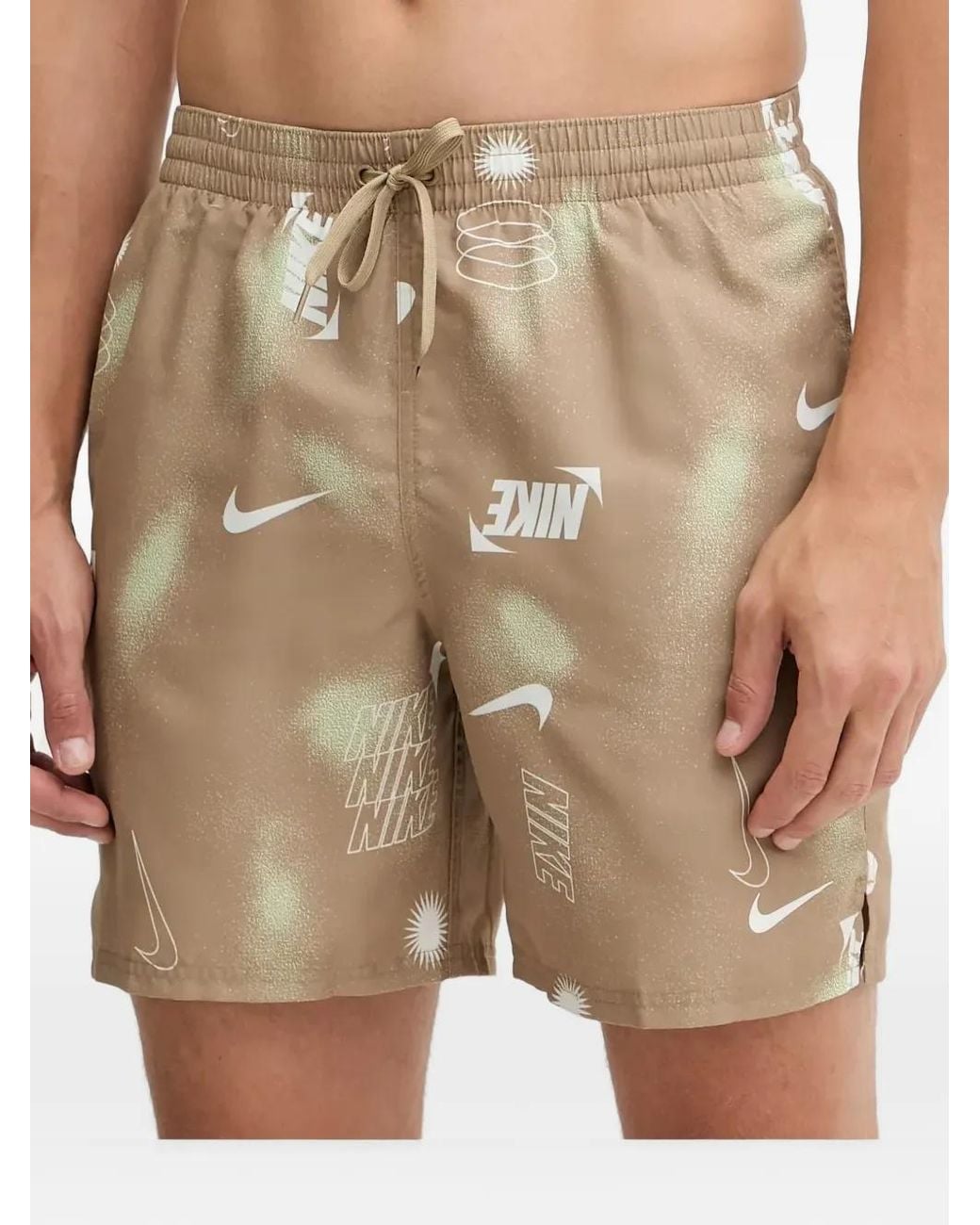 Nike Brown Logo-Print Swim Shorts for men