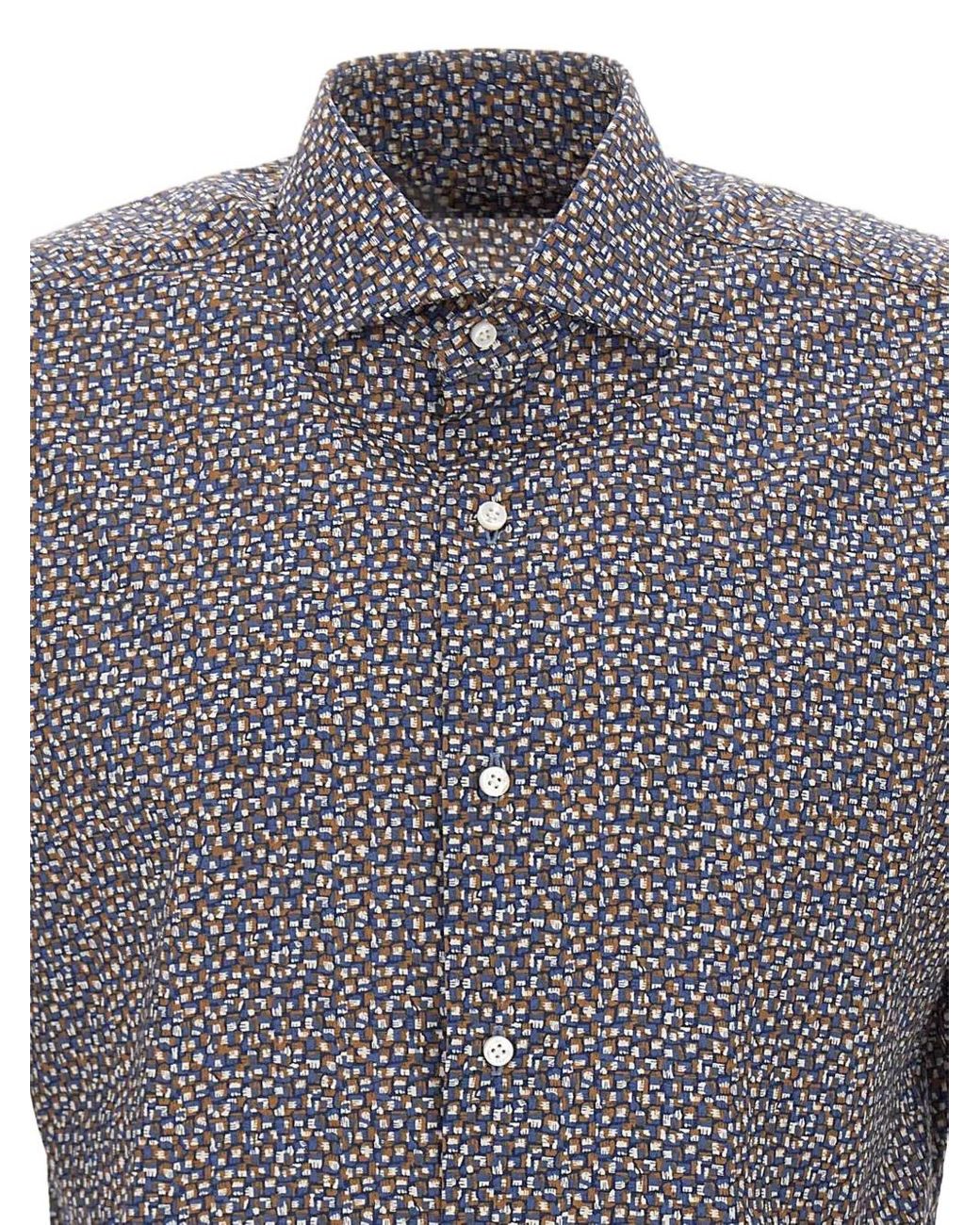 Barba Napoli Gray Micro-Optical Pattern Shirt for men