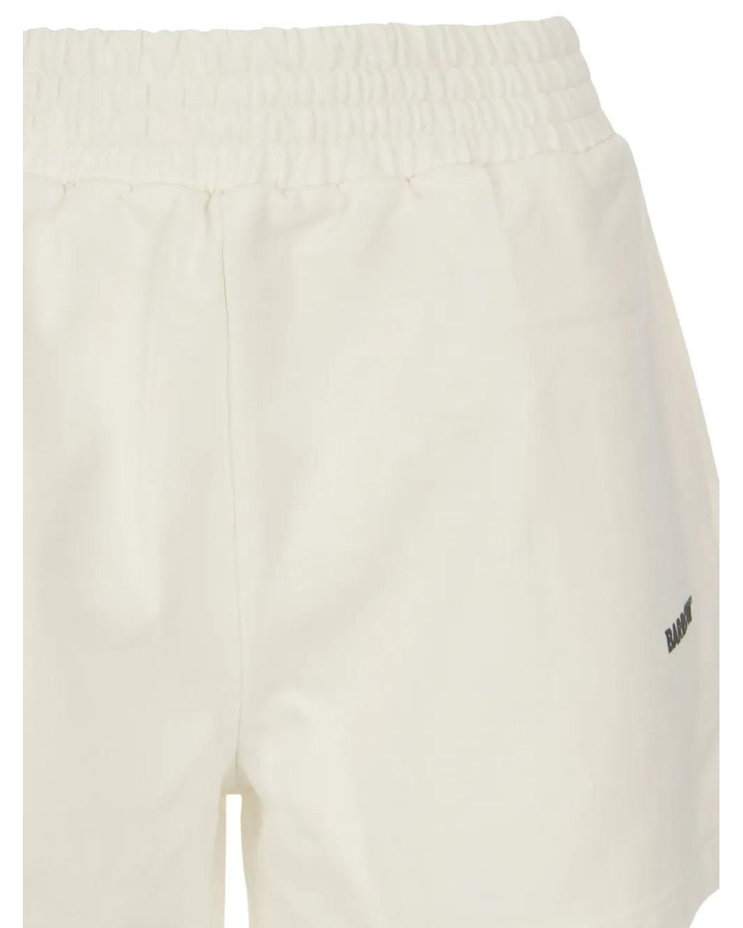 Barrow White Logo-Print Elasticated Shorts
