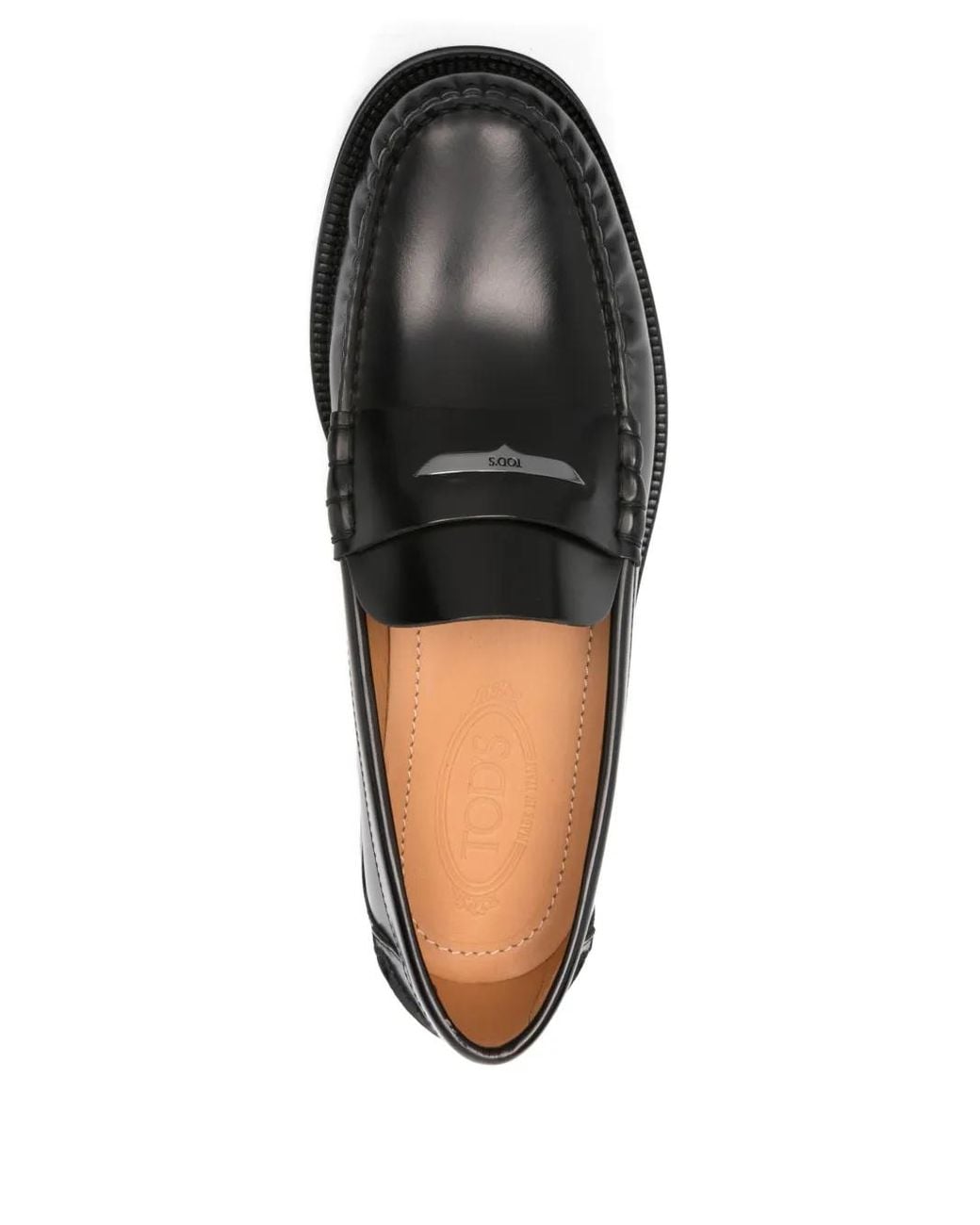 Tod's Black Leather Penny Loafers for men