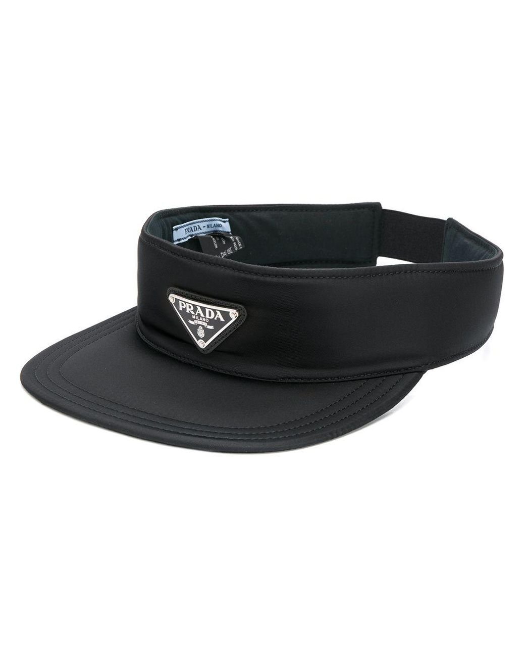 Prada Logo Plaque Visor Hat in Black for Men | Lyst