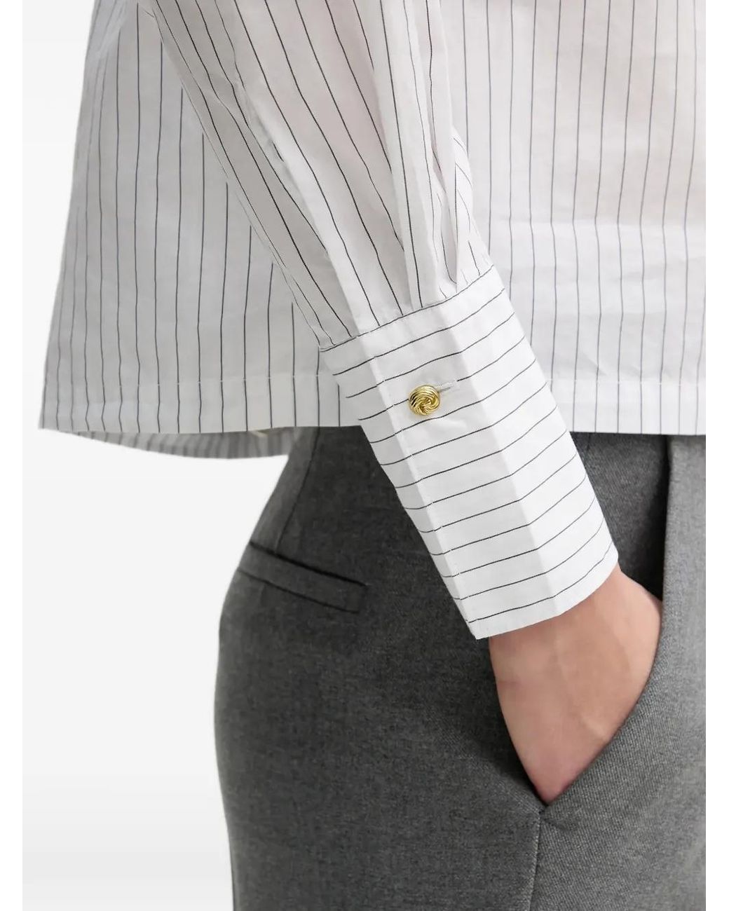 Blusa Avery A Rayas Con Volantes Barbour de color White