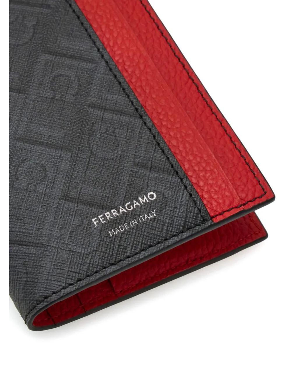Ferragamo White Monogram Credit Card Holder for men