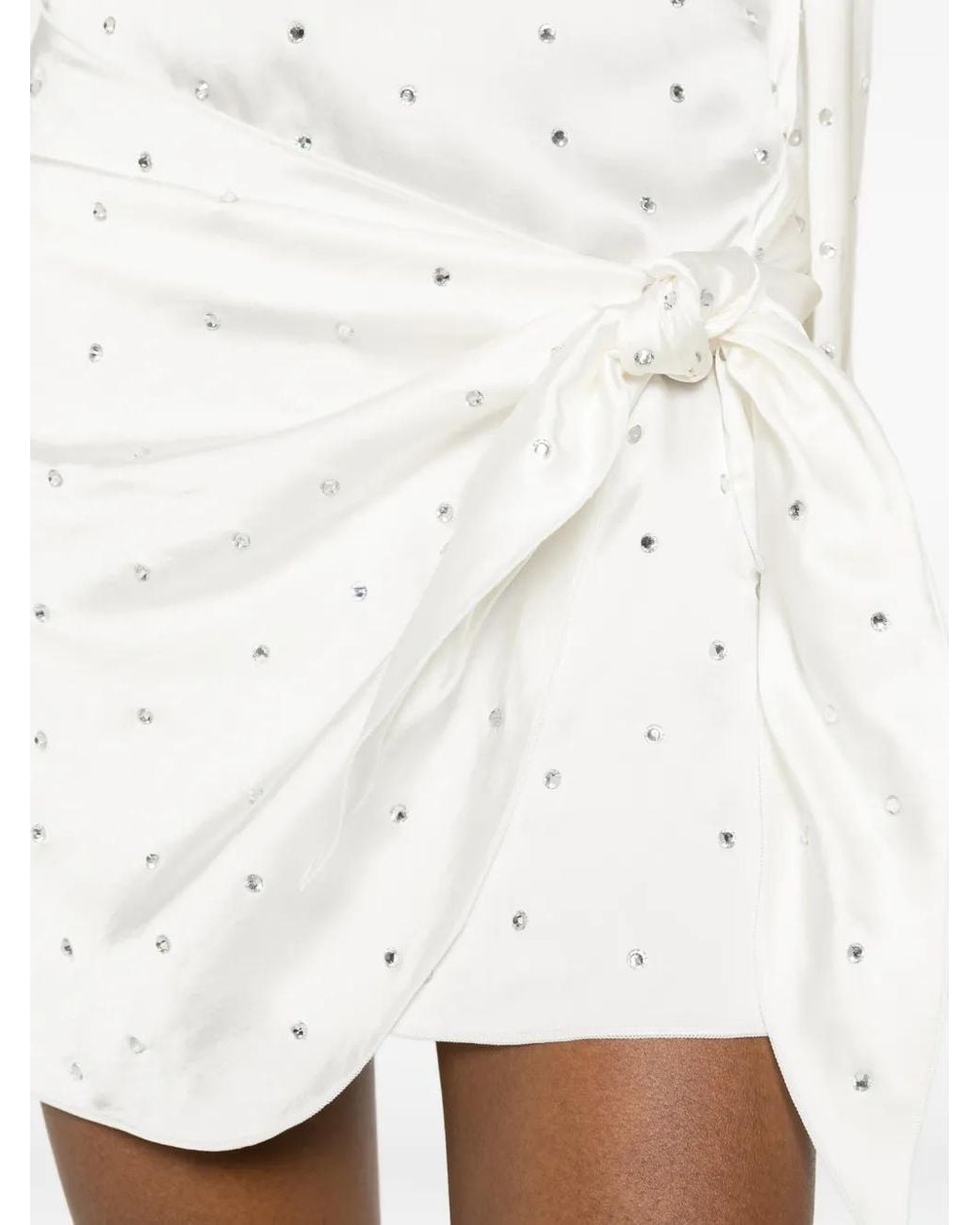 Oseree White Crystal-Embellished Wrap-Design Pareo