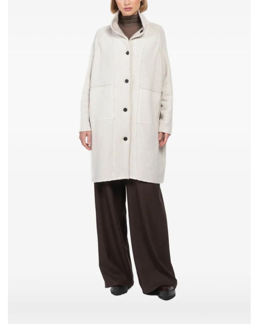 Oyuna White Buttoned Pocket Coat