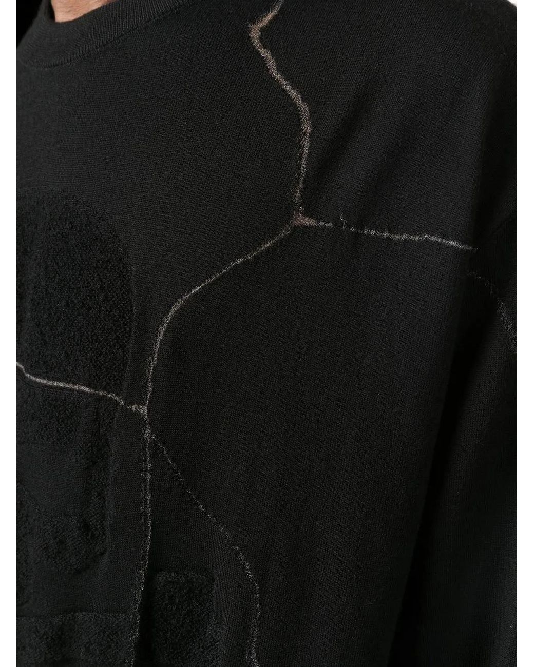 Philipp Plein Black Cracked-Effect Wool Jumper for men