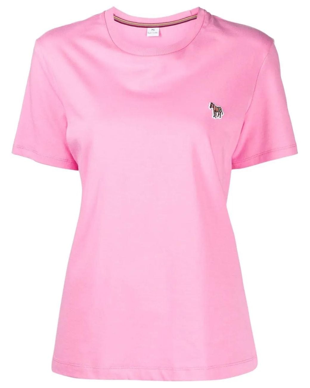 Paul Smith Pink Zebra-Patch Cotton T-Shirt