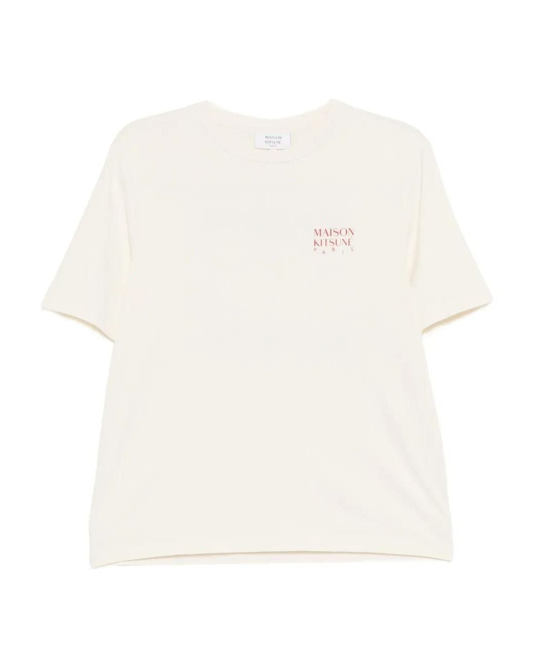 Maison Kitsuné White Logo-Print Crew-Neck T-Shirt