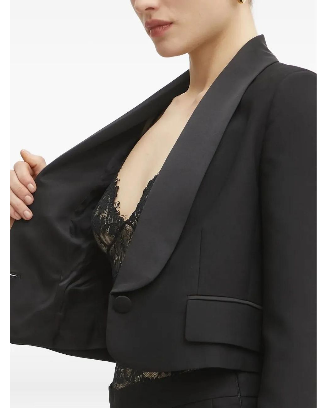 ERMANNO FIRENZE サテンラペルジャケット Black