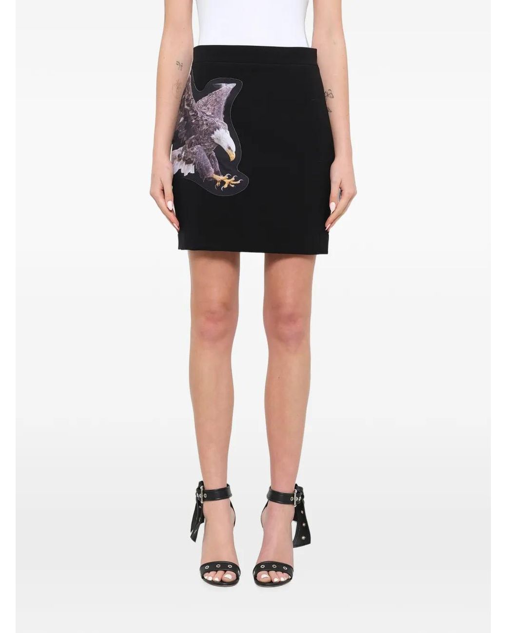 Neil Barrett Black Eagle-Print Mini Skirt