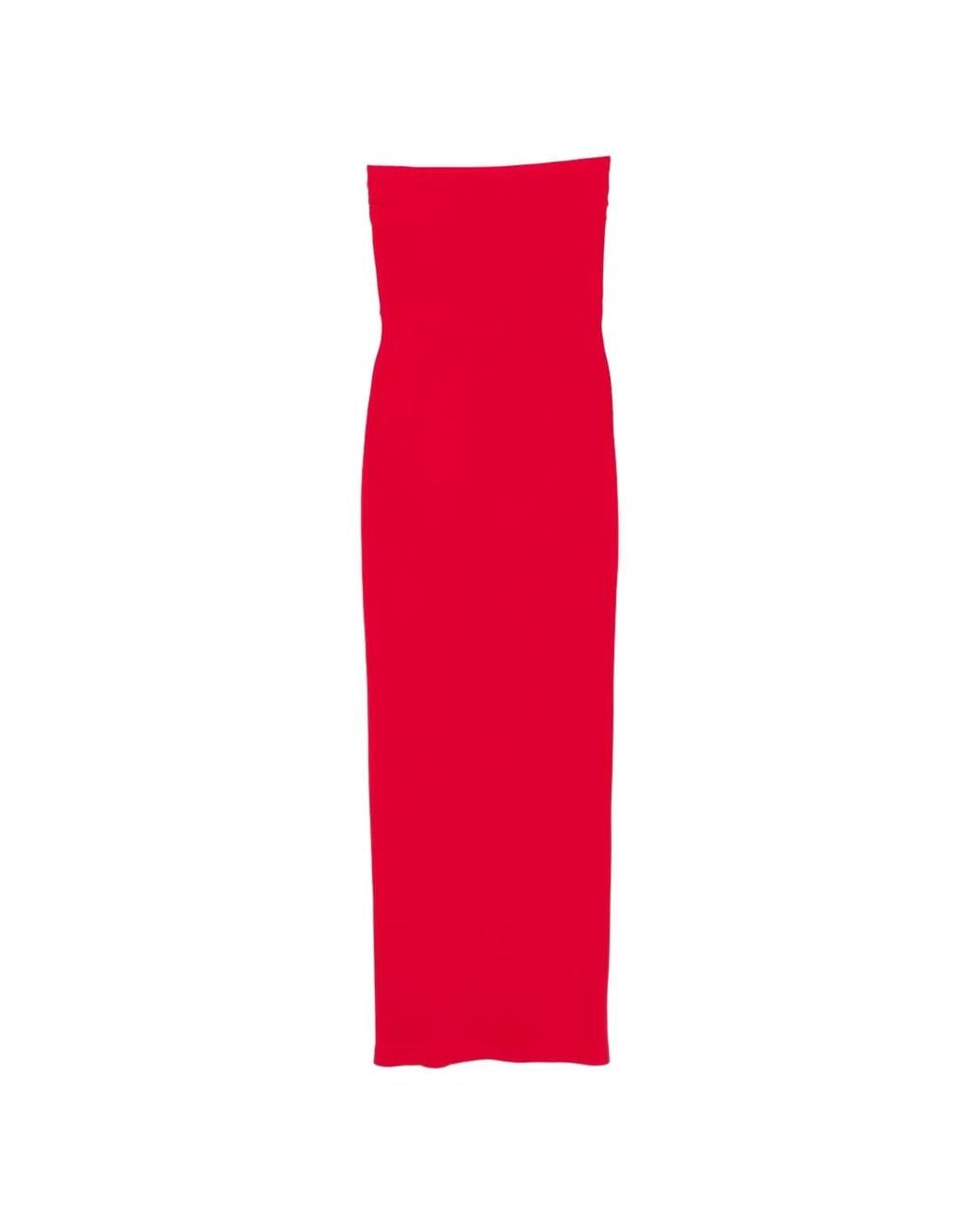 Norma Kamali Red Strapless Maxi Dress
