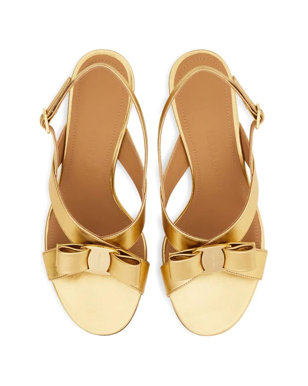 Ferragamo Metallic Vara Bow Sandals
