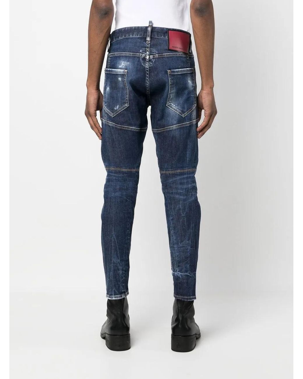 DSquared² Blue Distressed Skinny Jeans for men