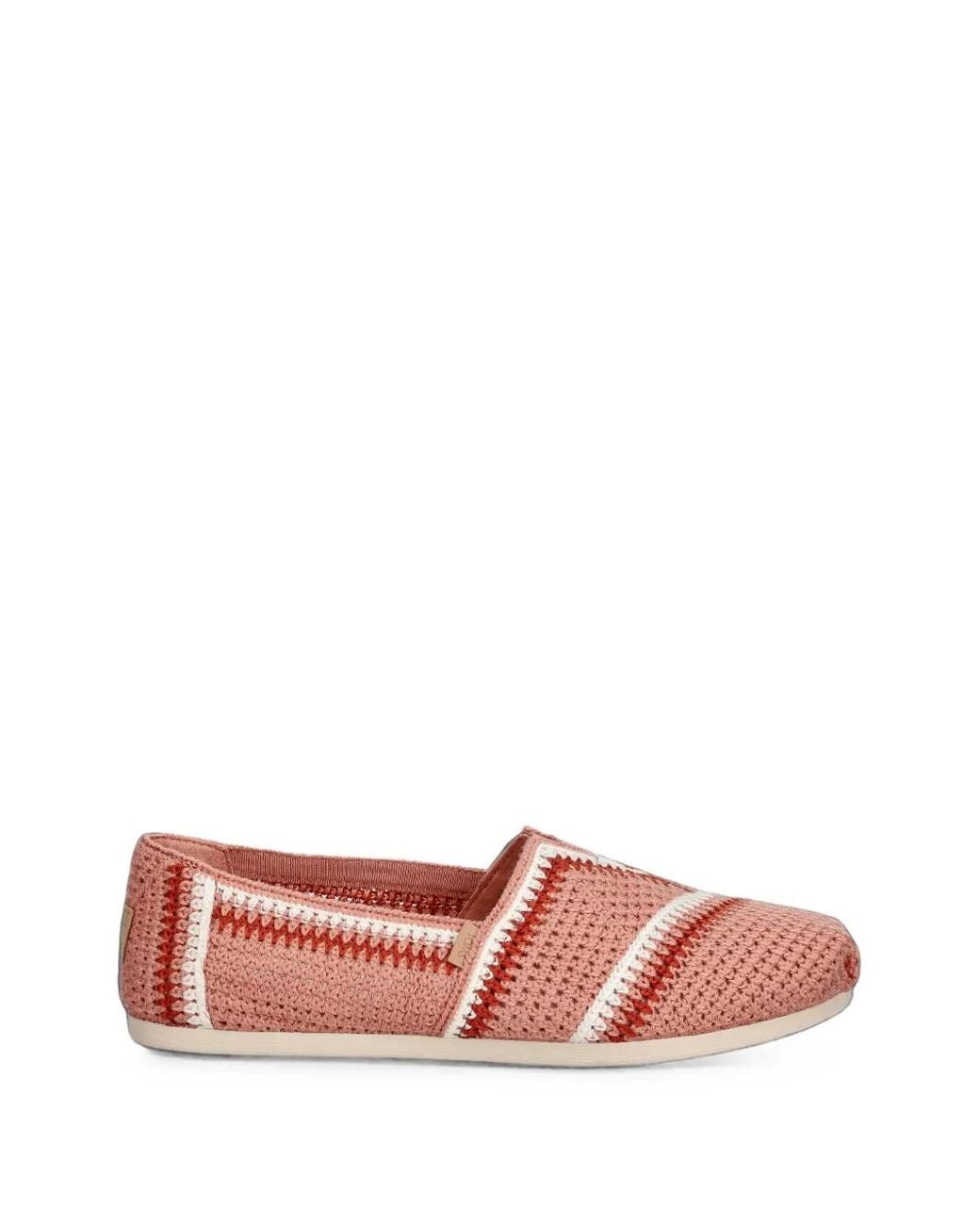 TOMS Pink Alpargata Crochet-Knit Striped Espadrilles