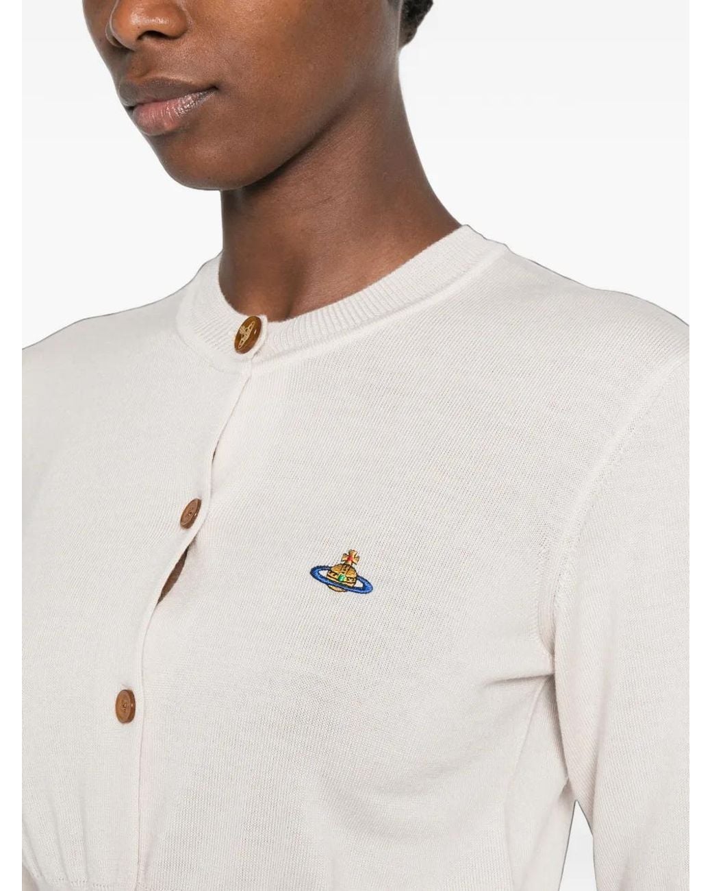 Vivienne Westwood White Bea Orb-Embroidered Cardigan