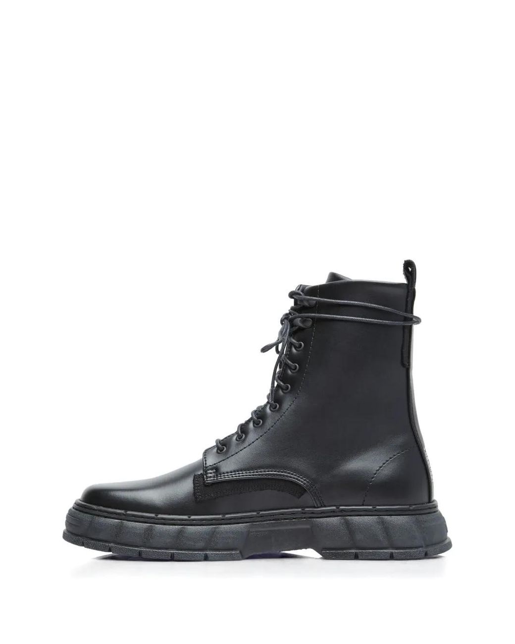 Viron Black Patch Lace-Up Boots