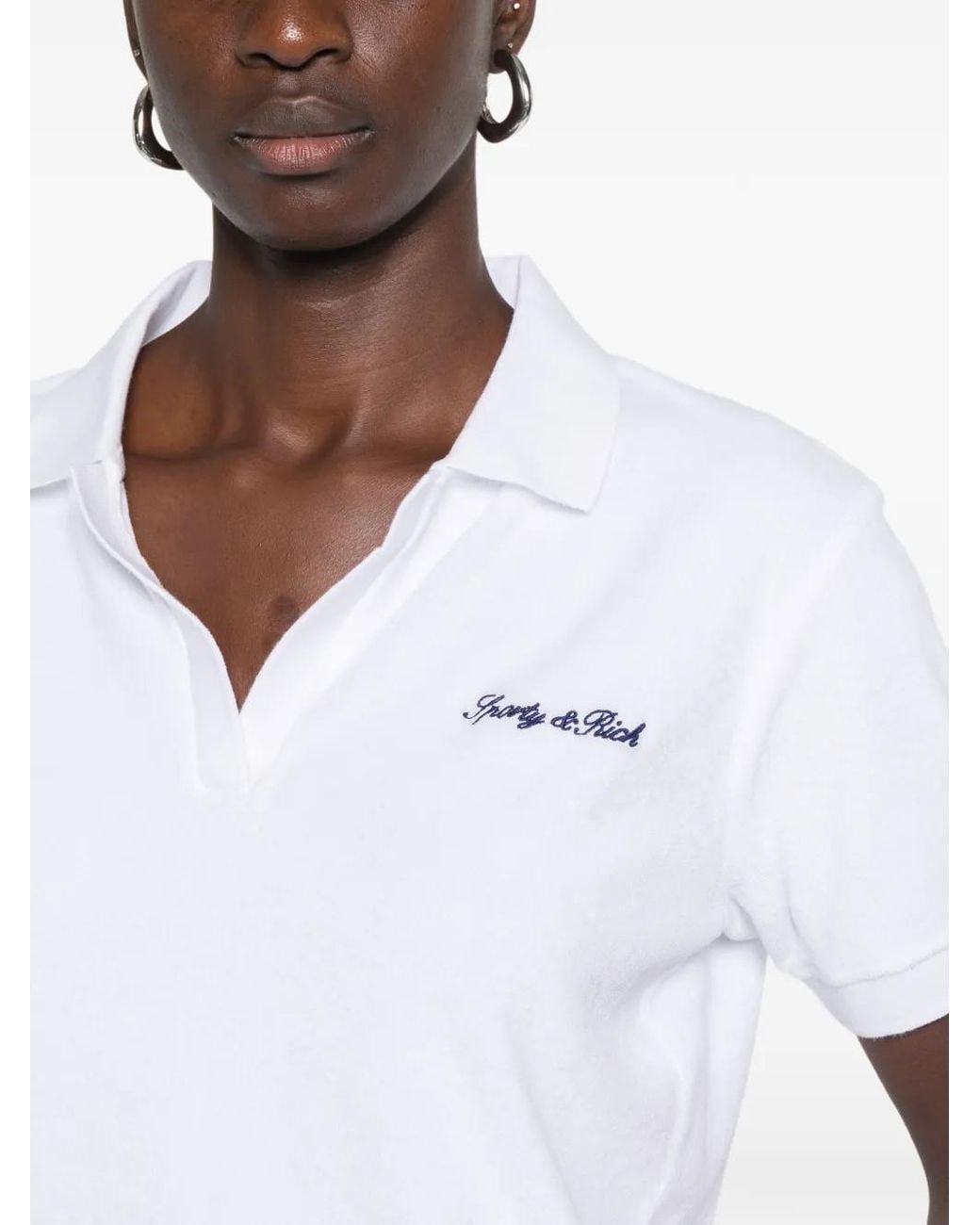 Sporty & Rich White April Logo-Embroidered T-Shirt