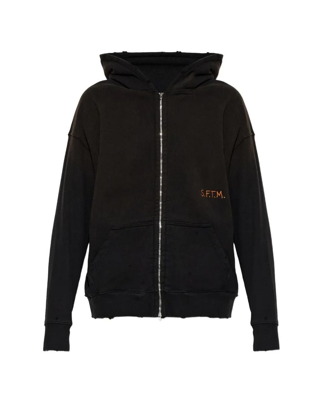 Song For The Mute Black Graphic-Print Zip-Up Hoodie for men