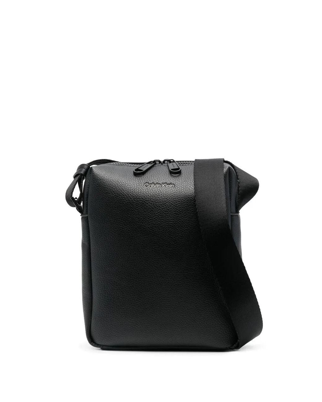 Calvin Klein Black Logo-Print Messenger Bag for men