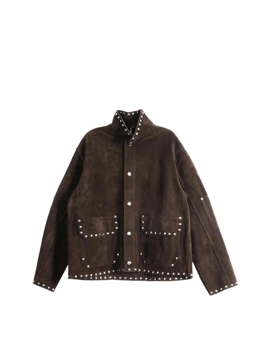 Bode Brown Stud-Embellished Suede Jacket for men