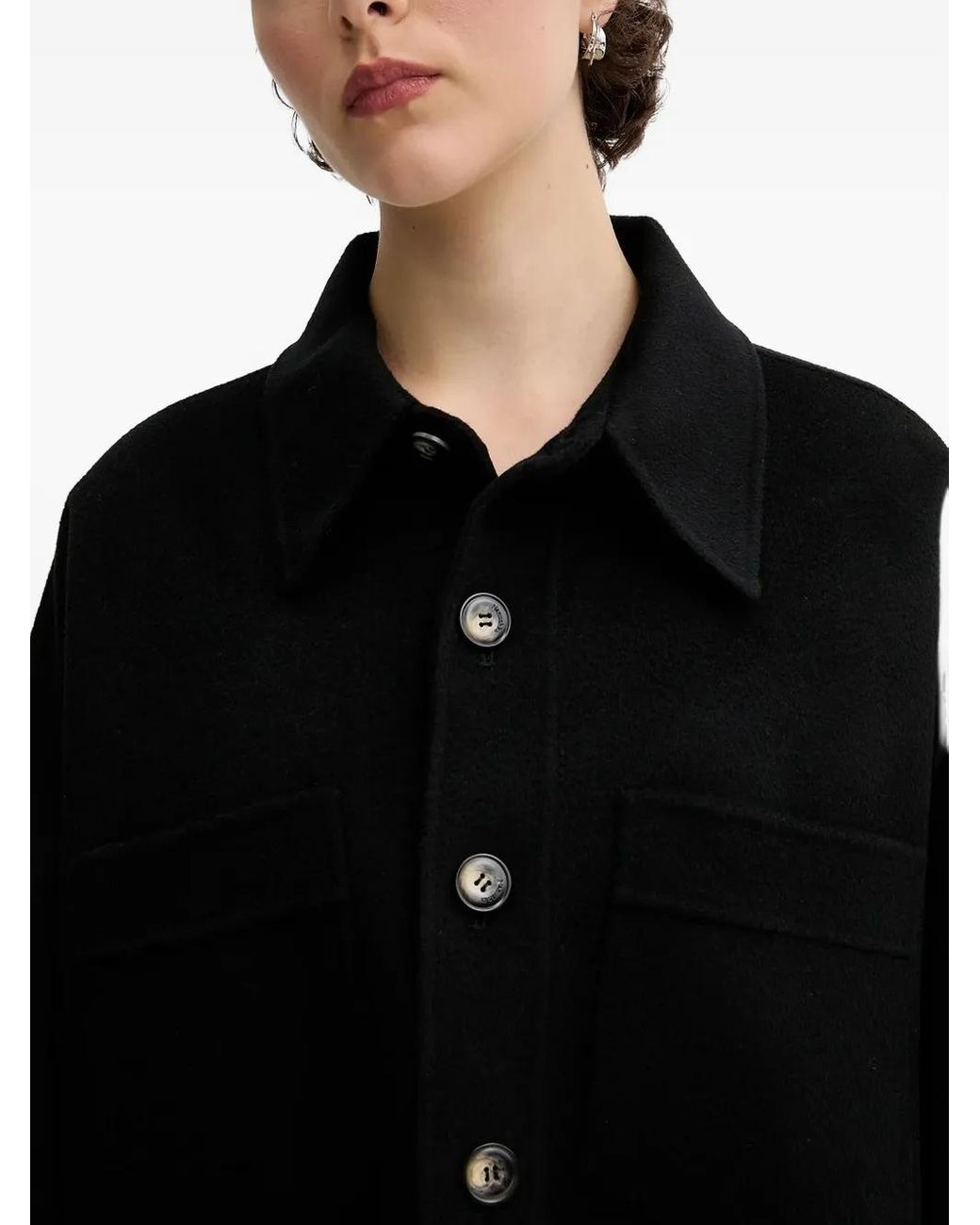 Nanushka Black Button-Fastening Shirt Jacket